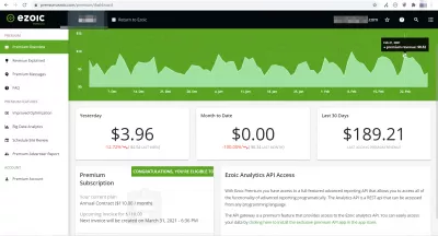 Ezoic Premium Review – Is It Worth It? : Ezoic premium earnings: 189$ in 30 days for the price of $110 on the 3 star premium plan. Invitation to join the upper 4 star premium plan included!