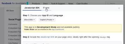 Facebook sayfası eklendi WordPress : JavaScript SDK ayrıntıları