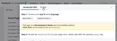 Facebook səhifəsi widget WordPress : JavaScript SDK məlumatları