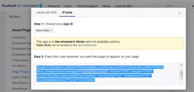 Página de Facebook del widget de WordPress : Opción IFrame, más fácil de usar