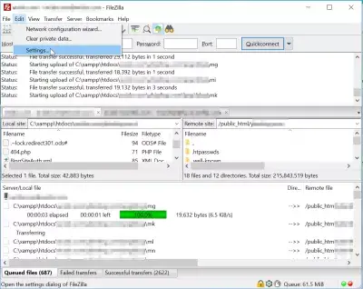 FileZilla client increase multiple connections : FileZilla settings