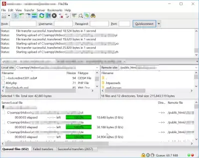 Méadaíonn cliant FileZilla naisc iomadúla : Luas suas FileZilla