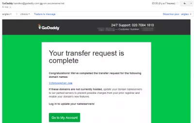 Godaddy transfert nom de domaine : Domaine acheté aux enchères GoDaddy