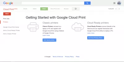 Почему Google Cloud приобрел сценарий облачных вычислений? : Главный экран сервиса Google Print