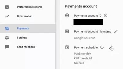 Ustawienia płatności AdSense dla Google zmieniają próg płatności : Opcja edycji harmonogramu płatności w Google AdSense
