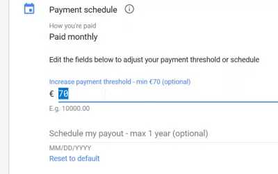 Nastavitve plačila za Google AdSense spremenijo praga plačila : Posodobi prag plačil Google AdSense in čas izplačil