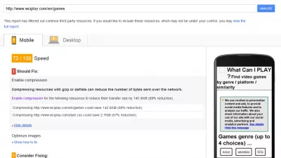 Google PageSpeed Insights: Solve Issues And Get Green : Fig 6 : Google Page Speed - Score after eliminating render-blocking JS and CSS in above-the-fold content of 72 on mobile