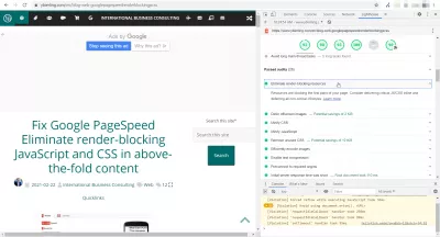 תקן Google PageSpeed ​​לחסל לחסום חסימת JavaScript ו- CSS בתוכן בחלק העליון והקבוע : עמוד שהטמיע תיקון חסימת עיבוד של CSS וקלע 92 במבחן LightHouse כולל מודעות לתצוגה