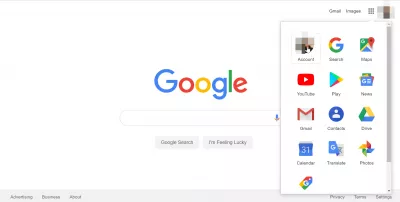 Как да сменя езика в Google? : Google Account menu in Търсене в Google interface