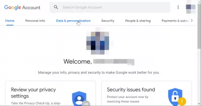 Jak změnit jazyk v Googlu? : Nabídka Data a personalizace v účtu Google