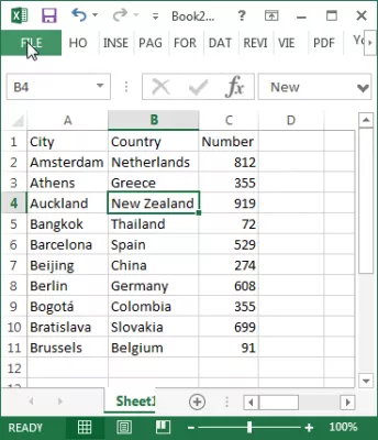 Cómo importar un archivo de Excel en una base de datos MySQL en PHPMyAdmin : Hoja de Excel con datos