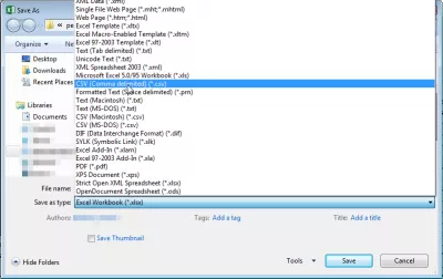 So importieren Sie eine Excel-Datei in eine MySQL-Datenbank in PHPMyAdmin : Das CSV-Komma-getrennte Format finden