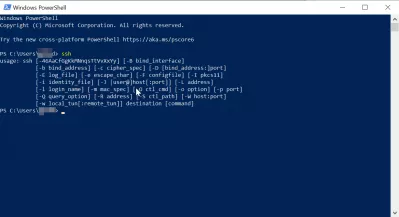 การติดตั้งไคลเอ็นต์ Windows 10 Native SSH PowerShell : ตัวเลือก SSH ใน Windows PowerShell