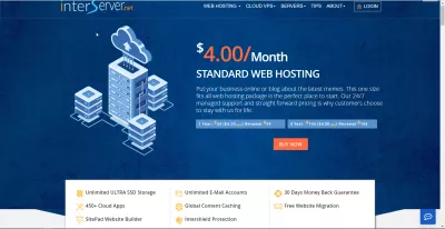 Rishikimi i një interserver në web hosting të krijimit të një llogarie : Rishikim i interserverit për mbajtjen e faqes në internet: 4 $ / muaj pritje në internet