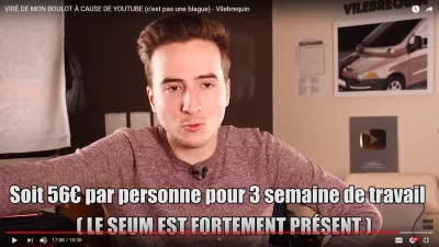 Kodune Töö: Kuidas Algajatele Veebis Raha Teenida? : YouTube'i reklaamimakse Vilebrequini Prantsuse Youtuberi eest: 112 eurot 200000 videovaatamise kohta, mida ta kolleegiga jagab, või 56 eurot inimese kohta