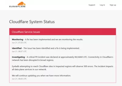 500 Internal Server Error Nginx: How To Solve? : CloudFlare fix implemented to solve the internal server error 500, being monitored until full resolution