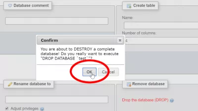 How To Delete A Database In PHPMyAdmin : Confirm database deletion 