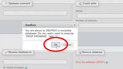 Kā Izdzēst Datubāzi PHPMyAdmin : Apstipriniet datubāzes dzēšanu