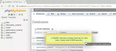 Jinsi Ya Kufuta Database Katika PHPMyAdmin : Database imefutwa kwa ufanisi