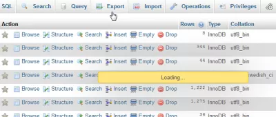 PHPMyAdmin 복구 테이블 : 표 내용이 표시되지 않음