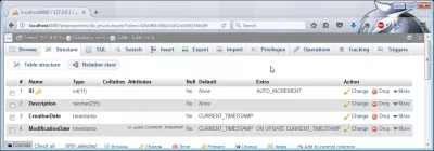 mySQL created and updated timestamp : Created table structure 