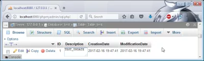 MySQL a creat și actualizat marca de timp : Modificarea unei intrări în tabel