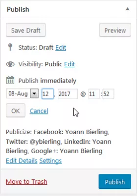 Post bağlantı önizleme WordPress : Yayın için bir gönderi planlama