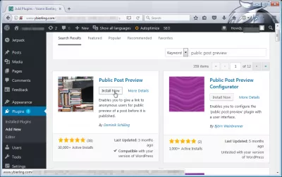 Post link preview WordPress : Public Post Preview Instalarea plugin-ului WordPress