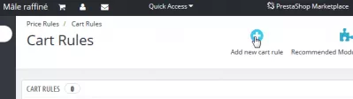 Prestaदुकान कैसे छूट और वाउचर कोड बनाने के लिए (प्रतिशत, निश्चित राशि, ...) : कार्ट रूल्स मेनू में नया कार्ट रूल विकल्प जोड़ें