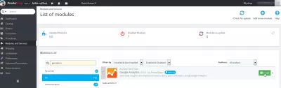 Prestashop Google Analytics izsekošana : Atrodiet Google Analytics moduli