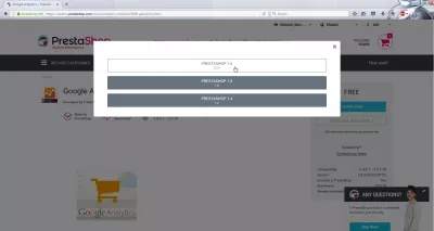 PrestaShop install module manually : Select PrestaShop version for module download