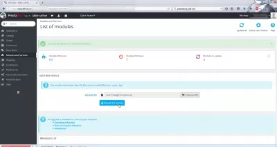Εγκαταστήστε το module PrestaShop χειροκίνητα : Ξεκινήστε την ενότητα φόρτωσης