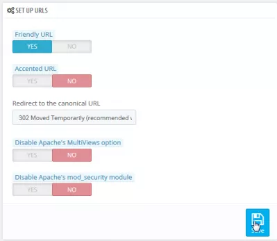 Prestashop SEO URL optimization : save change friendly URL set to YES