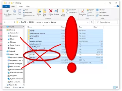 MySQL: n käynnistäminen XAMPP: n kanssa Windows Update -päivityksen jälkeen: Mutexes ja RW_LOCKS käyttävät Windows -lukittuja toimintoja : Kopioi kaikki Backup -kansiossa olevat tiedostot paitsi IbData1 ratkaistaksesi MySQL -käynnistysvirhe