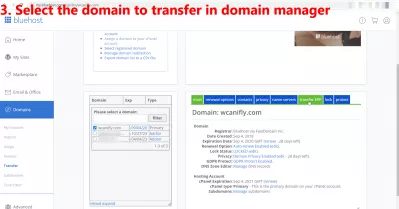 Transferați domeniul de la Bluehost la Squarespace, Gandi sau alt registru ușor: 16 pași cu imagini : 3. Selectați domeniul de transferat în managerul de domeniu