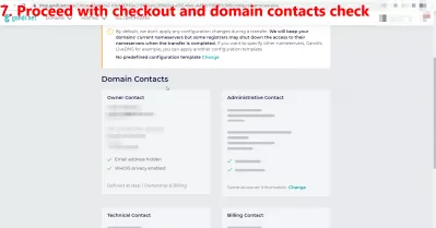 Transfer Domain From Bluehost To Squarespace, Gandi Or Another Registrar Made Easy: 16 Steps With Pictures : 7. Proceed with checkout and domain contacts check
