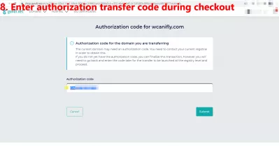 Transfer Domain From Bluehost To Squarespace, Gandi Or Another Registrar Made Easy: 16 Steps With Pictures : 8. Enter authorization transfer code during checkout