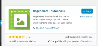 Wordpress regenerate thumbnails : Regenerate thumbnails plugin