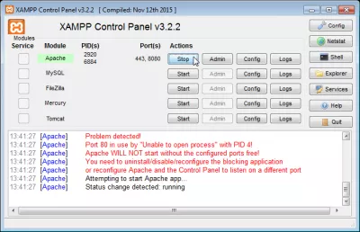 XAMPP Apache Port 443 v provozu : Apache se začala bez problému Skype