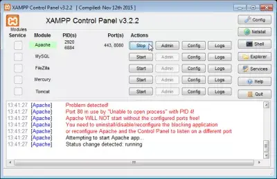 XAMPP Apache Port 443 käytössä : Apache aloitti ilman Skype-julkaisua