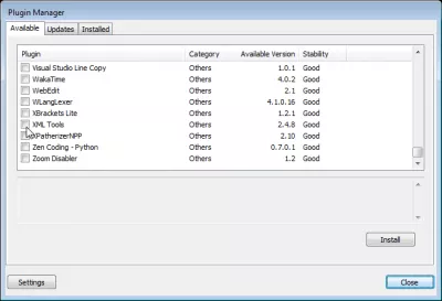 Cómo formatear XML en Notepad ++ : Complemento XML Tools para Notepad plus plus en el administrador de complementos