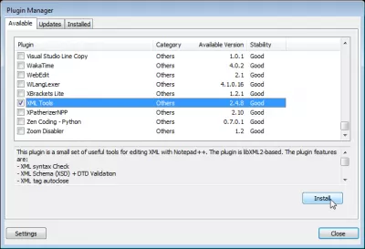 Jak sformatować XML w Notepad ++ : Rozpoczęcie instalacji wtyczki XML Tools