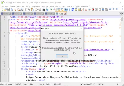 Notepad++ Indentation Automatique – comment formater un fichier XML? : Impossible de charger LibXML et / ou LibXSLT