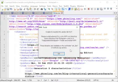 Kako formatirati XML u Notepad + + : Nije moguće učitati LibXML i / ili LibXSLT