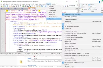 Notepad++ Indentation Automatique – comment formater un fichier XML? : Plug-in dans Notepad ++ et bibliothèques libérées avec succès LibXML et LibXSLT