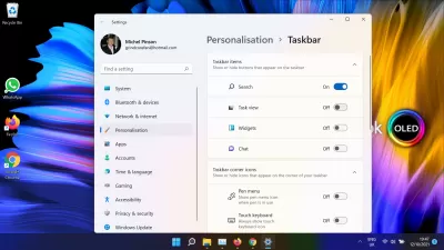 Windows 11 Review: Should You Upgrade? : Use the Windows11 taskbar settings to hide the taskbar items