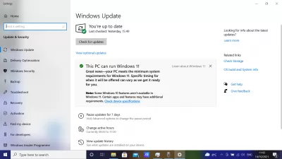 Windows 11 검토 : 업그레이드해야합니까? : Windows10 설정의 Windows11 업그레이드 옵션