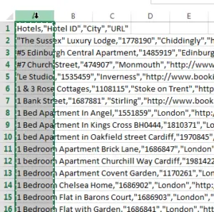 Microsoft Excel paste CSV into cells : Select CSV data column