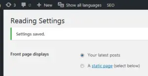 Yoann Bierling, WordPress change number of posts displayed in homepage : reading settings saved