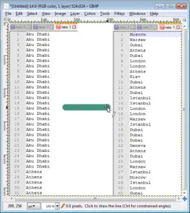 Gimp how to draw a straight line : Final step, click and see the straight line drawn on an image